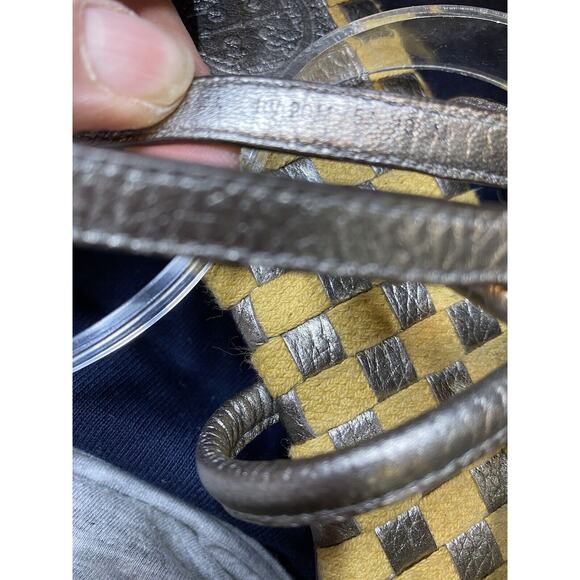 Tory Burch Leather Metallic Thong And Ankle Strap Sandals Sz 10.5M Brazil - Picture 6 of 12